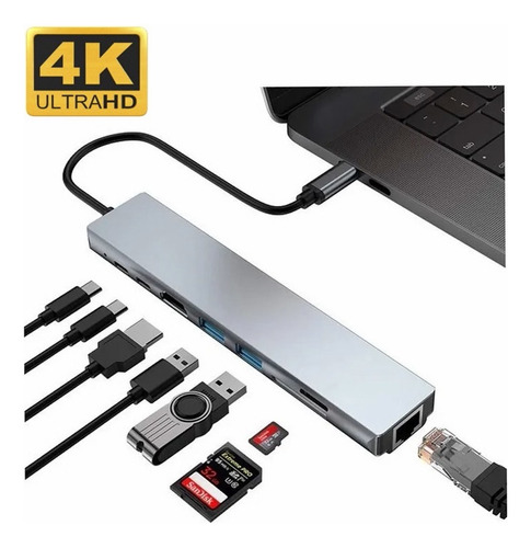 Hub Adaptador Usb-c 5 Em 1 C/ Hdmi 4k Para Macbook Pro/air