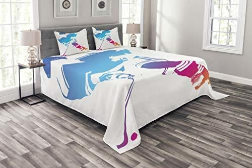 Cuidado De Zapatos - Lunarable Sports Bedspread, Colorful Ma