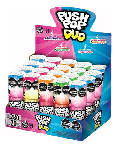 Chupetin Caramelo Push Pop Duo Frutal X20 