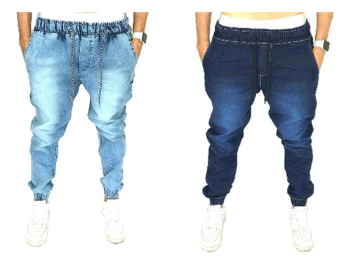 calca jeans com elastico na barra