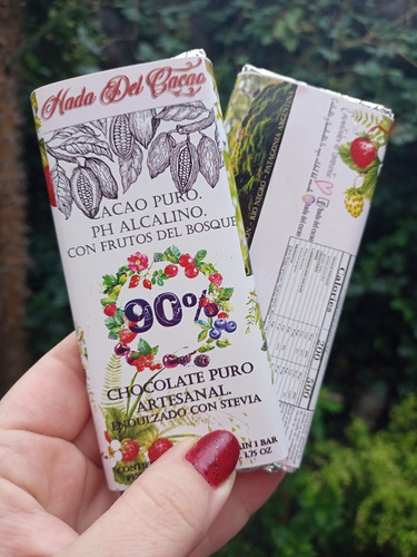 Imagen 3 de 3 de Tableta D Chocolate 90% Cacao Africano Con Frutos Del Bosque