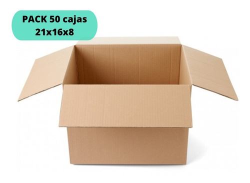 Imagen 2 de 5 de Cajas De Cartón 21x16x8 / Pack 50 Cajas / Cart Paper