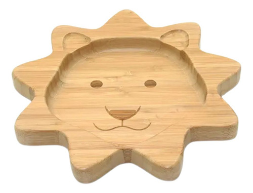 Plato De Bambú Personalizado Para Primeras Comidas Bebe Leon