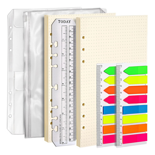 Refillable A5 Notebook Set, 2 Pack Dotted Filler Paper,...