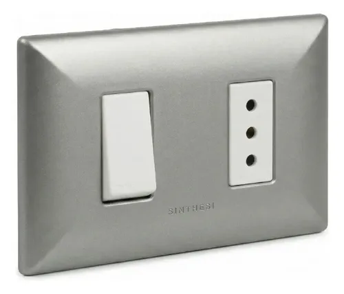 Interruptor Simple con Tomacorriente Sinthesi S17 de 10A, Nickel