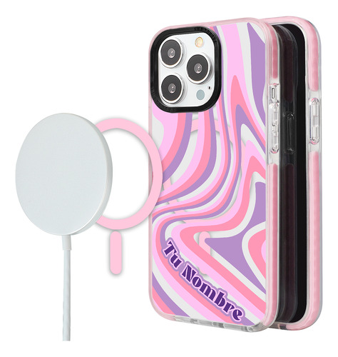 Funda Para iPhone Magsafe Para Mujer Y Nombre Curvas Lila