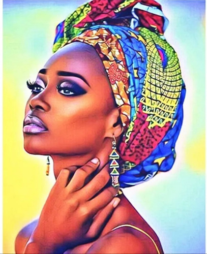 Pintura Em Tela Numerada - Tintas Pincéis Tela - Africana 1
