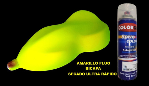 Imagen 1 de 4 de Aerosol Fluo Amarillo Bicapa X 300 Ml. Secado Ultra Rápido