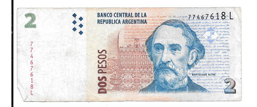 Liquido Billete Argentina 2 Pesos Convertibles 2° Diseño