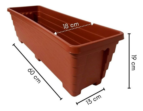 Floreira De Chão 60cm Vaso Jardineira Grande Plantas E Horta Cor Terracota