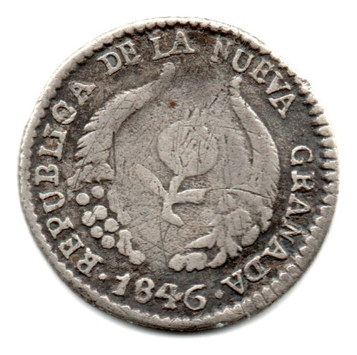 Moneda Colombia 1/2 Real Nueva Granada 1846 Popayán U.e