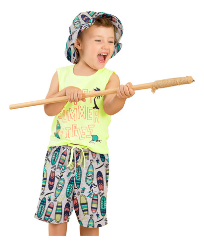 Conjunto Infantil Menino Regata E Shorts Machão Fantoni