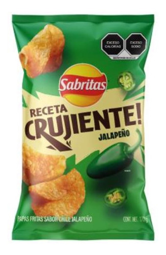 Papas Sabritas Receta Crujiente Sabor Jalapeño 170g 5pzas