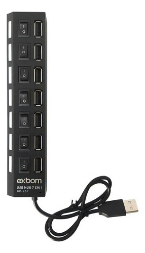 Hub 7 Portas Usb 2.0 Led C/ Chave Seletora Entrada P/ Fonte