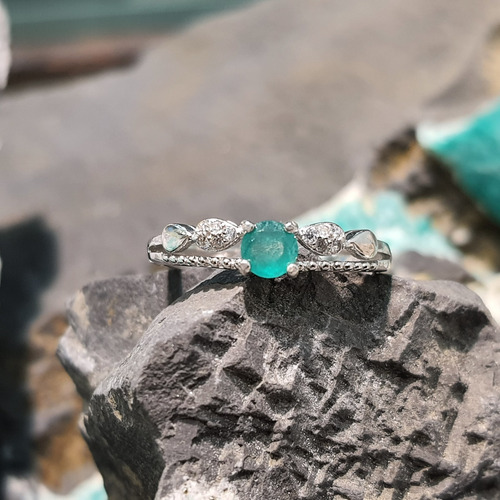 Anillo Compromiso Plata 925 Con Esmeralda Colombiana