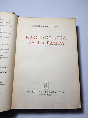 Imagen 1 de 10 de Antiguo Libro Radiografia De La Pampa Estrada 1953 Ro 2090