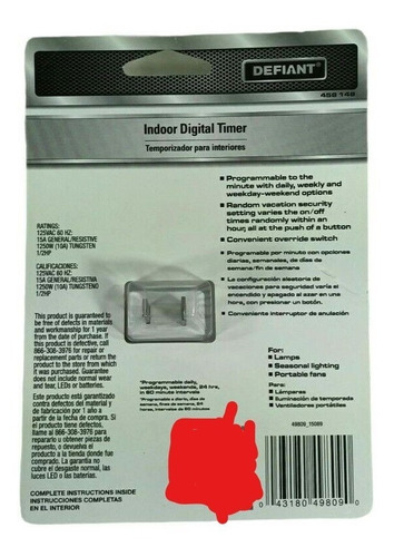Defiant Timer Polarizado Digital Para Interiores 15a 7 Días