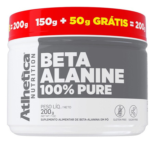 Beta Alanine 100% Pure 150g + 50g Gratis - Natural Beta Alan Sabor Sem sabor