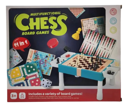 Juego De Mesa 11 En 1 Damas Ajedrez Backgammon Ludo Cartas +