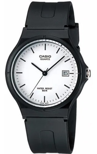 Reloj Casio Mw-59-7e Hombre Color Del Fondo Blanco Color De La Malla Negro Color Del Bisel Negro