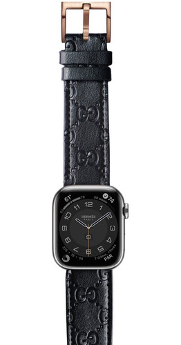 Correa Piel Para Reloj Apple Watch Lujo Diseñador | Gg Negro