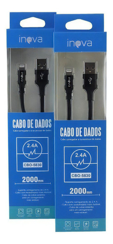 Kit C 10 Cabos Usb Celular iPhone 2.4 Atacado 2 Metros Inova Cor Sortidas - Cbo-5830