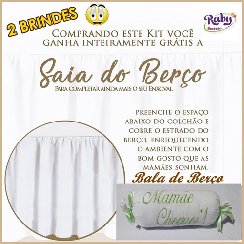 Imagem 3 de 3 de Kit Berço Padrão Menino Safari Verde 11pçs + Saia Brinde