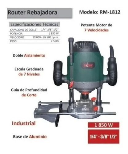 Imagen 2 de 2 de Router Oakland Rm-1812 1850w 110v