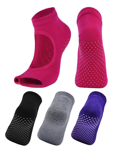 Calcetines De Yoga Para Mujer Con Punta Abierta 4pares