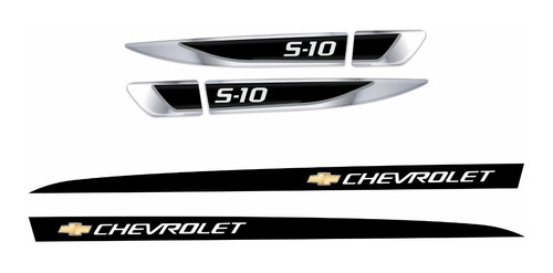 Faixa Lateral + Aplique Cromado Chevrolet S10 2013 Kit42