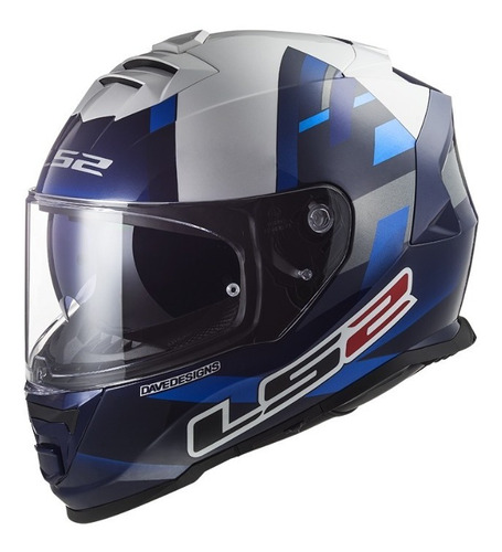 Casco Ls2 Ff800 Mcphee Replica Azul Blanco - Cafe Race