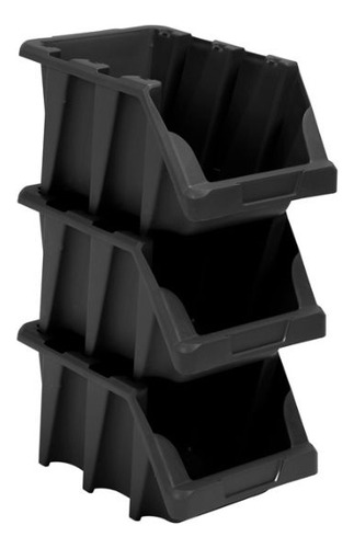 Gaveta Bin N. 5 - Empilhável - Preto - Kit Com 3