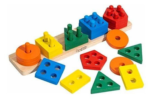 Imagen 1 de 6 de Juguete Educativo De Madera Para Clasificar Y Apilar - Apren