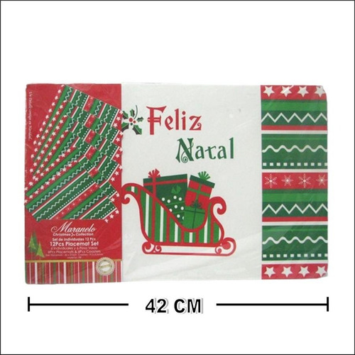 Imagen 2 de 7 de Juego De Manteles Individuales Feliz Navidad + 6 Posa Vasos