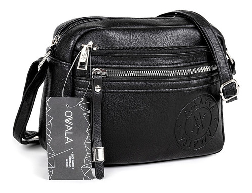 Imagen 5 de 6 de Cartera Bandolera Mujer Cuero Sintetico Amayra Bolsillos