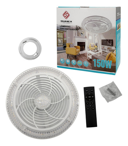 150w Ventilador De Techo Modernos Con Luz Y Control Remoto Cantidad De Aspas 7 Estructura Blanco Aspas Blance Diámetro 36 Cm Frecuencia 50-60hz Material De Las Aspas Plástico