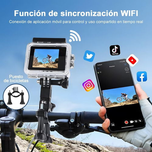 Video Camara Acción 4k Casco Moto Wifi 12mp Viaje Seguro Negro