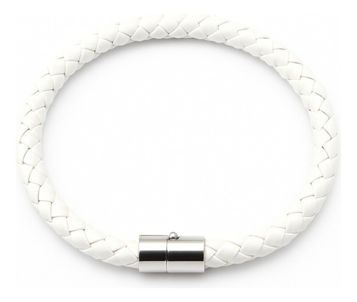 Pulsera Brazalete Cuero Hombre Broche Magentico Vintage Blanco 19 Cm