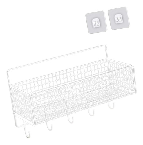Cesta De Alambre De Acero Resistente, L Blanca Con Gancho