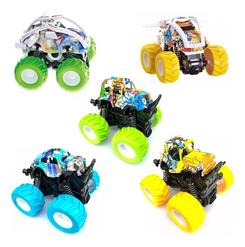 Kit 5 Carro Infantil Fricção Gira 360 Quadriciclo Brinquedo Cor Colorido Personagem Angry Street