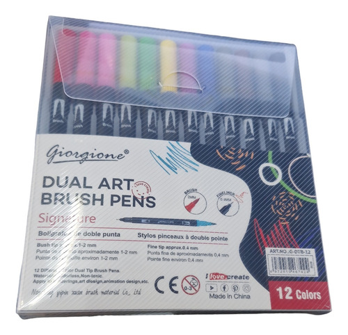 Marcadores Dual Art Brush Pens X 12 Colores Giorgione