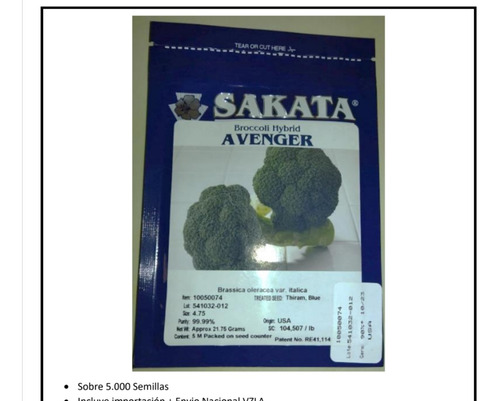 Semillas De Brocoli Sakata Sobre De 5000 Semillas 