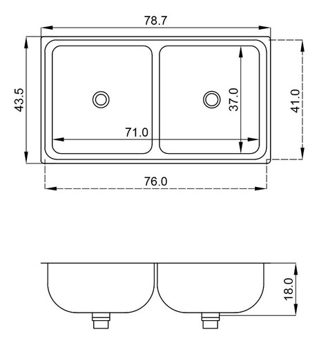 Imagen 2 de 3 de Bacha Acero Inoxidable Mi Pileta Doble Encastrable 786-e