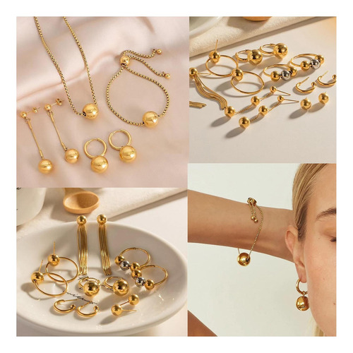 Pendientes De Aro Huggie Con Bola Dorada De 10 Mm Para Mujer
