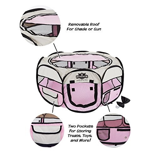 Petmaker Portable Pop Up Pet Play Pen With Carrying Bag, Pi