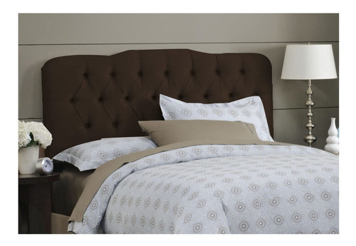  Cabeceira de cama box Kasabela Paris Curva Queen 160cm x 58cm Couro sintético marrom