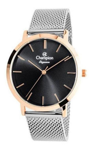 Relógio Champion Feminino Elegance Vip Black Com Semiijoias