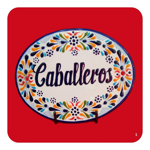 Imagen 3 de 3 de Damas Caballeros Placas P/ Baño Talavera Poblana M1 21x17 Cm