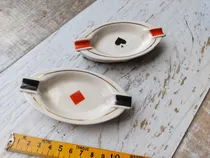 Comprar Antiguos Ceniceros Poker Ceramica Porcelana Naipes 