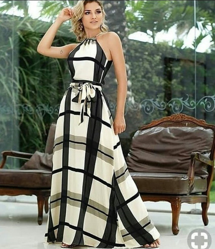 vestido longo de crepe estampado